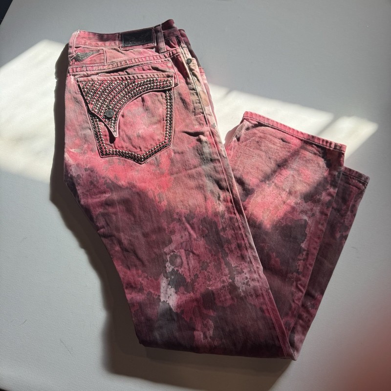Robins Jeans Red Pink Tie Dye