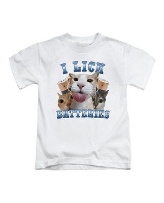 Ich lecke Batterien Erwachsene T-Shirt Lustig Katze Meme Fun Top Neu