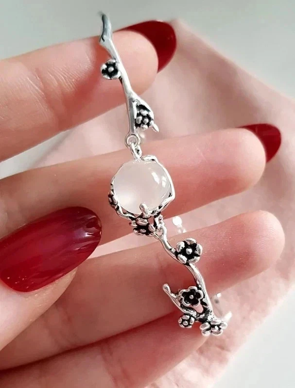 EDLES Armband 925 SILBER massiv Armkette BLUMEN ARMREIF Armzange Zirkonia Ring - Bild 3 von 4