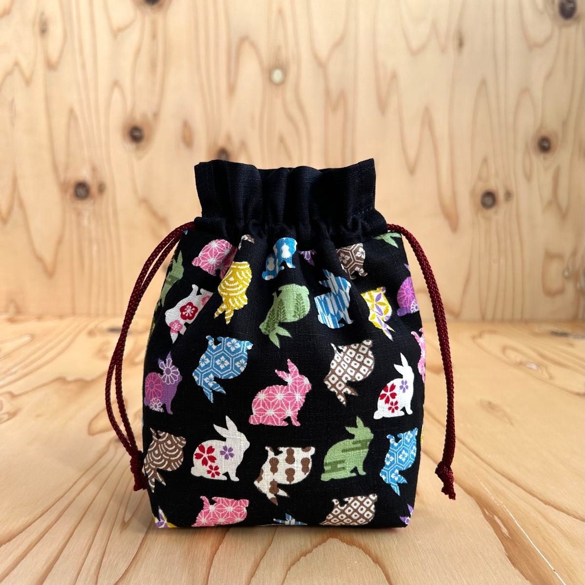 Japanese pattern drawstring bag rabbit - image 1