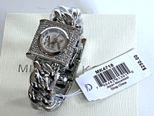MICHAEL KORS MK4718 Womens Pave Crystal Lock Curb Chain Watch BNWT Gift Box $250