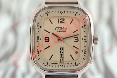 Ex Rare OLD stock Russian USSR Slava Rectangle wrist watch TV set cal. 2428 NOS!