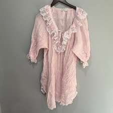 VTG Miss Elaine Pink Cotton Lace Nightgown Large Prairie Fairycore cottagecore