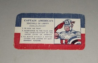 RARE ORIGINAL 1941 CAPTAIN AMERICA SENTINELS OF LIBERTY MEMBERSHIP CARD MARVEL