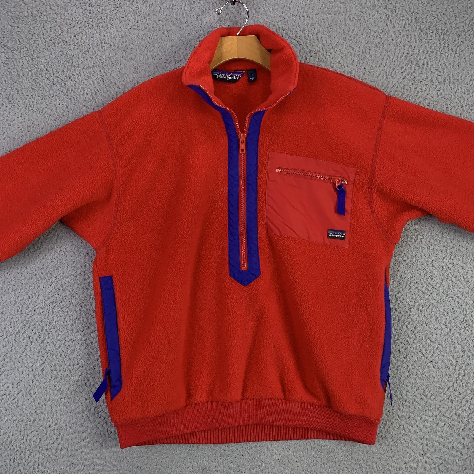 Vintage Patagonia Fleece Jacket Mens Small Red Zip Pullover Synchilla USA 90s thumbnail 2
