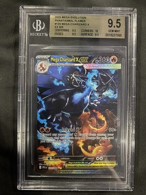 BGS 9.5 GEM MINT + Pokemon Mega Charizard X Ex #125 SIR Phantasmal