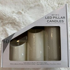 Flameless LED Pillar Candles 3 Pieces Real Wax Pillars Battery Operated New