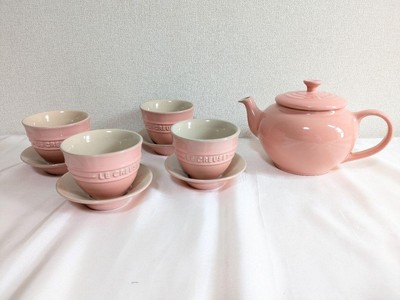LE CREUSET Pink Teapot Cup & Saucer Set of 5 | eBay