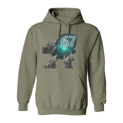 Three Wolves 67 Meme - Funny Six Seven Moon Howling Unisex Hooded Sweatshirt