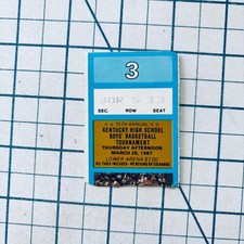 Kentucky High School Boys Basketball Tournament March 26 Madness 1987 Ticket