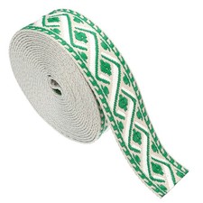 4.75Yards Cotton Webbing Strap 50mm Jacquard Webbing Strap, Cream-Dark Green