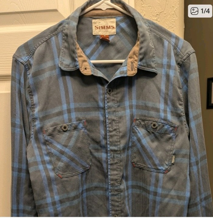 Simms Tencel Blend Performance Flannel Button Up … - image 1