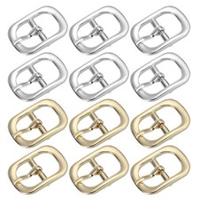 12Pcs 0.5" Single Prong Metal Roller Pin Belt Buckles Silver/Light Gold