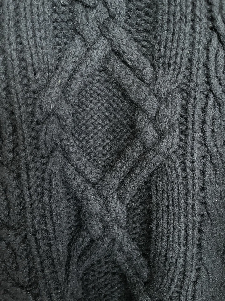 Suéter POLO Ralph Lauren 100 % lana de cordero tejido a mano cuello alto tejido con cable negro XL Foto 2 de 3