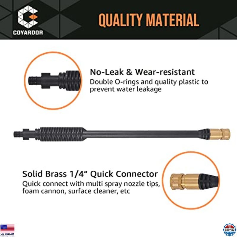 Pressure Washer Gun with Extension Wand & 5 Spray Nozzle Tips, M22-14mm &