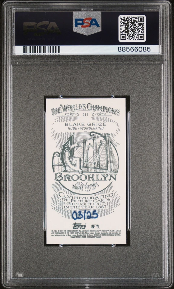 2022 Topps Allen & Ginter #211 Blake Grice Mini Brooklyn Back PSA 10 /25 - Image 2 of 2