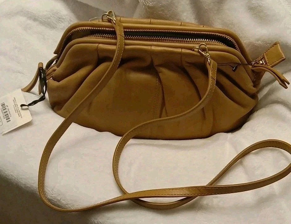 Uterqüe Bolso Piel Purse Bag Tan 710 Long Strap Model 1820 Eur M Dustbag NWT