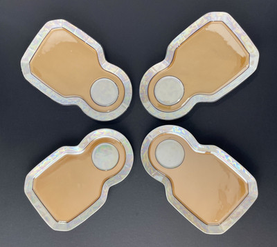 Lusterware Snack Plates Art Deco Atlantic Bavaria VTG Four Peach W Germany