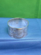 Antique Sterling Silver Napkin Ring  Monogram 1898 Double Lions Sterling 205  Y