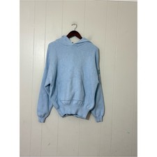 Alo Yoga Scholar Hooded Sweater Blue XS Oversized Ribbed Knit Hoodie