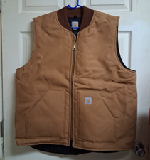 Carhartt Men's Canvas-Quilted Lined Vest Brown- Cotton V01-Brown 2XL Tall-NWOT