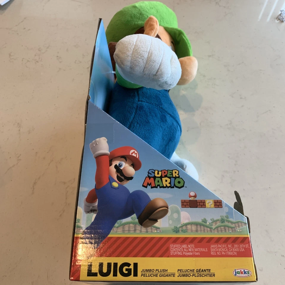 超级马里奥任天堂世界 Jumbo 20 英寸毛绒路易吉 — 第 3/4 张图片