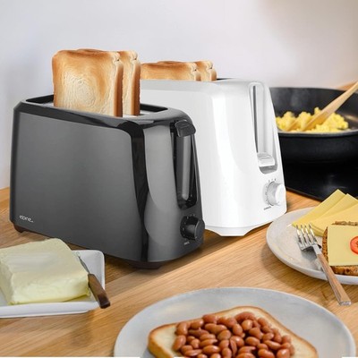 2 Scheiben Brot Toaster 6 Stufen Bräunungssteuerung mit Krümelschublade 700W Schwarz/Weiß