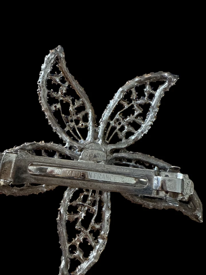 Hermoso ENORME Estrella de Mar Flor Pasador Francés Estrás Hermoso Artístico Foto 3 de 3