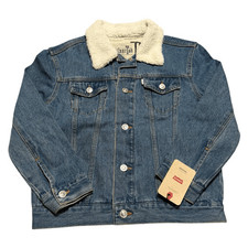Levi  s Silver Tab Denim Trucker Sherpa Collar Jacket Kids size Small New NWT