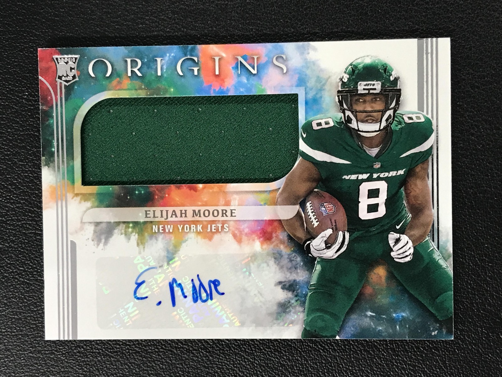 2021 Panini Origins #170 Elijah Moore Rookie Patch Auto New York Jets