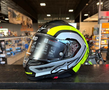 New Alpinestars Supertech R10 Arius Carbon Helmet Black Silver Yellow Fluo Xl