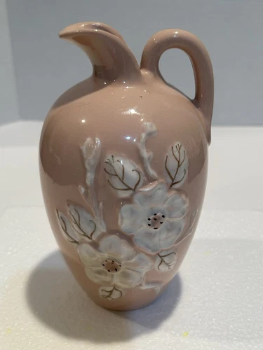 Hull Pottery Rosella Pink White Dogwood Ewer- Pitcher-Vase R-11-7-R .7-1/2” Tall