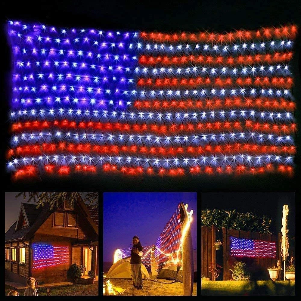 HYH American Flag Lights with 420 Super Bright Leds,Waterproof Led Flag Net