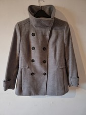 H&M Women's Grey Double-Breasted Button-Up Winter Coat Jacket Size Eur40