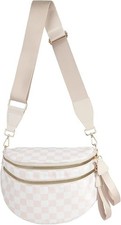 Black and White Checkered Crossbody Bum Bag for Women,Spacious Checkered Purs...