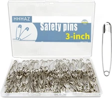 3Inch Extra Large Safety Pins - 100Pcs Heavy Duty Silver Nickel-Plated Steel - B
