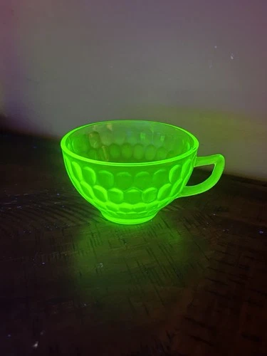 Federal Glass THUMBPRINT Uranium Green Cup Depression 1927-1930