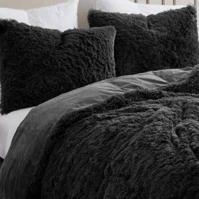 QUALITY NEW! ~ ULTRA SOFT & PLUSH LUXURIOUS GREY CHARCOAL FUR LUXURY COMFORTER BLANKET