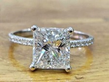 Princess Cut 2.25Ct Diamond 14k White Gold Engagement Ring Simulated in Size 6