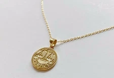 925 Sterling Silver Justice Libra Constellation Coin/Money Necklace Women 15-17"