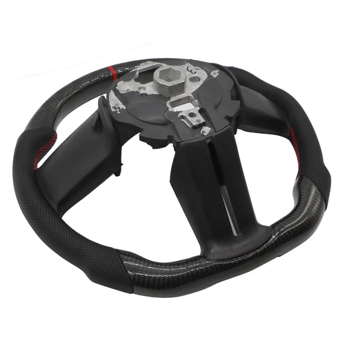 Carbon Fiber Flat Leather Steering Wheel Fit For Ford Mustang 2010-2014 - Picture 4 of 8