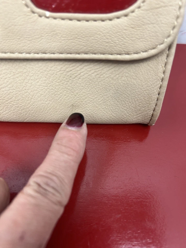 Grace Adele Purse Crossbody Handbag Retro Shay Clutch Foldover Red & Cream Mag - Image 4 of 4