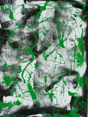 Modernist ABSTRACT PAINTING Expressionist MODERN ART GREEN DEVELOPMENT FOLTZ $