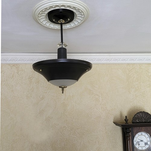 645c Vintage antique Diner ceiling light lamp chandelier pendant  30's  40's - Picture 2 of 6