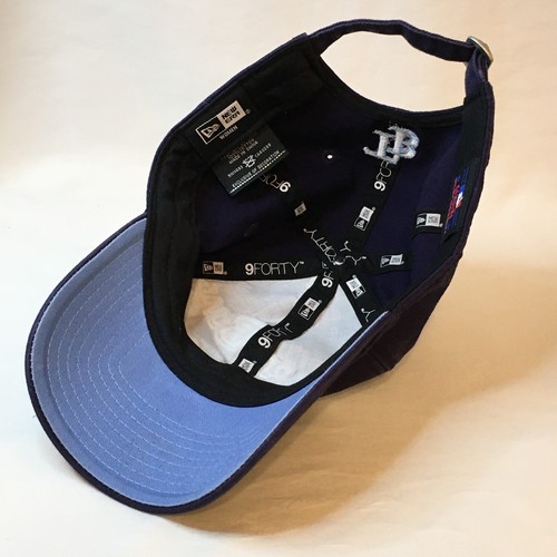 Tampa Bay Rays Script Silver Sequin Hat Strap Back Embroidered TB Logo Cap RARE! - Picture 13 of 15
