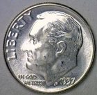 1957 Silver UNCIRCULATED BU Roosevelt Dime Ten Cent Coin
