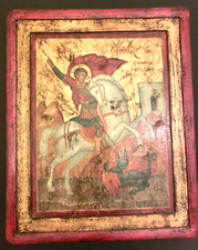 Icona San Giorgio - l'uccisore di draghi in tecnica bizantina