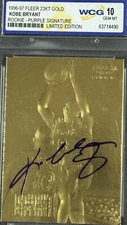 1996-97 Fleer 23KT Gold KOBE BRYANT Rookie Card WCG 10 Gem Mint Purple Auto RC