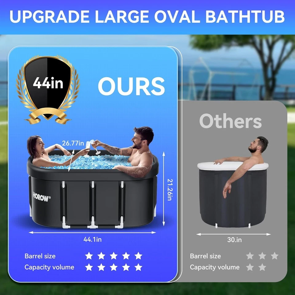 Bañera de hielo ovalada HOROW, bañera de inmersión en frío portátil para atletas, varias capas Foto 4 de 4