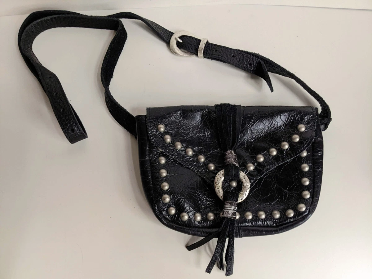 Buy Black Studded Leather Messenger Bag from Next Australia